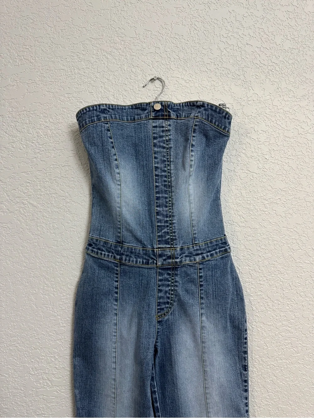 Azzure Denim Y2K Strapless Light Blue Denim Strapless Overalls
